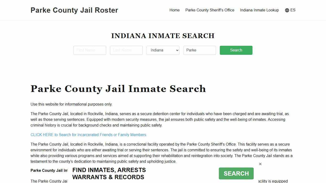 Parke County Jail Roster Lookup, IN, Inmate Search